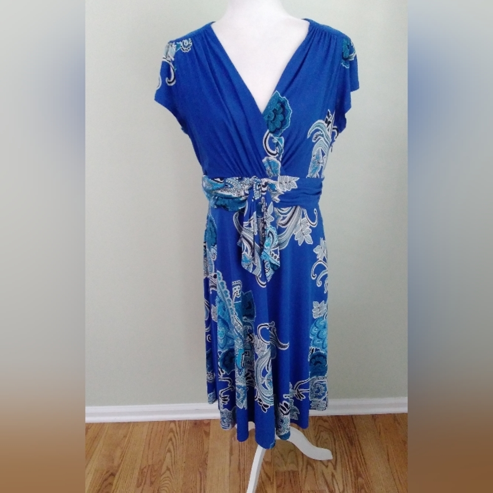 Evan Picone Paisley Floral Jersey Knit Dress